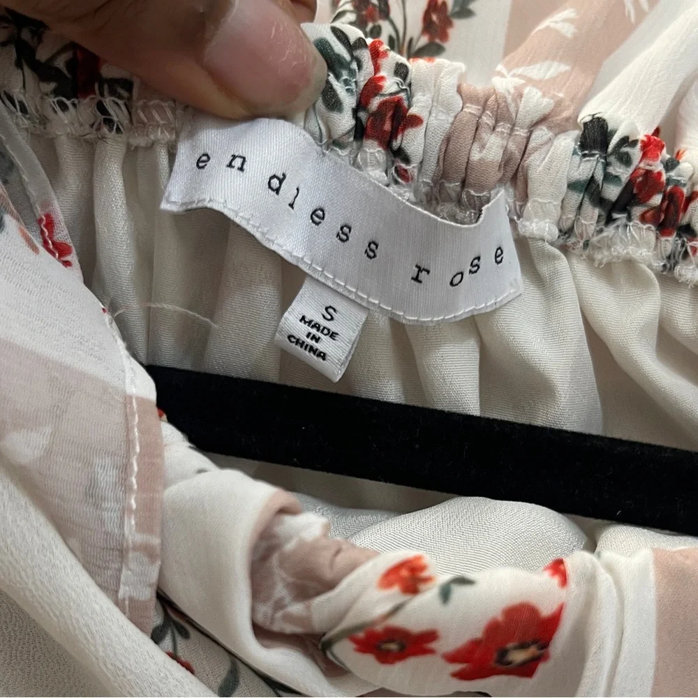 Endless Rose Tunic Blouse Size Small Multicolored Floral Peasant Prairie Cottage - Picture 7 of 13